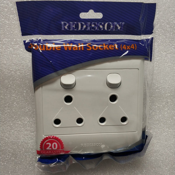 REDISSON 4x4 Double Switched Wall Socket - D01: Convenient and Durable Socket for Multiple Devices