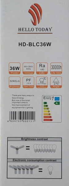 Hello Today 36w 6500k AC220v Fan Blade Type Deformable LED Bulb