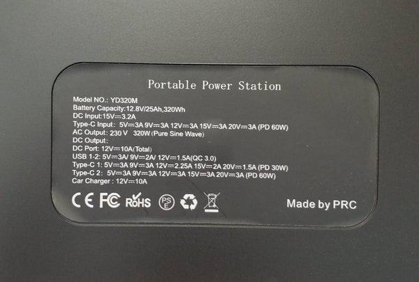 YD320M 300w 12v 25ah (320wh) Pure Sine Solar Mobile Power Box