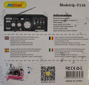 Andowl Q-T110 Super Bass Power Amplifier Music Player - Rich and Powerful Sound