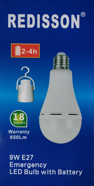 ##BULK SALE Buy 10 get 1 FREE## REDISSON 9 watt E27 Super Bright Smart Rechargeable Emergency LED bulb