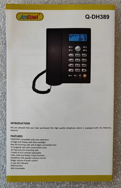 Andowl Q-DH389 Wired Landline Desk Mobile Phone - Versatile and Reliable