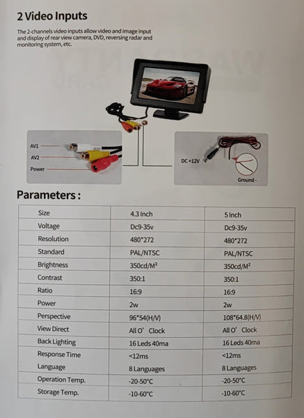 Andowl Q-CA902 4.3 Inch HD Color AV TFT-LCD Monitor