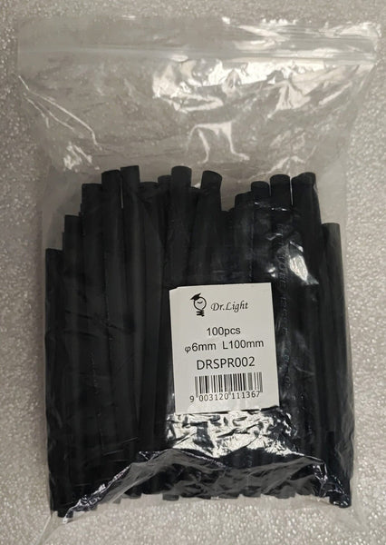 100pcs x 100mm x 6mm Polyolefin Heat Shrink Tubing - Black