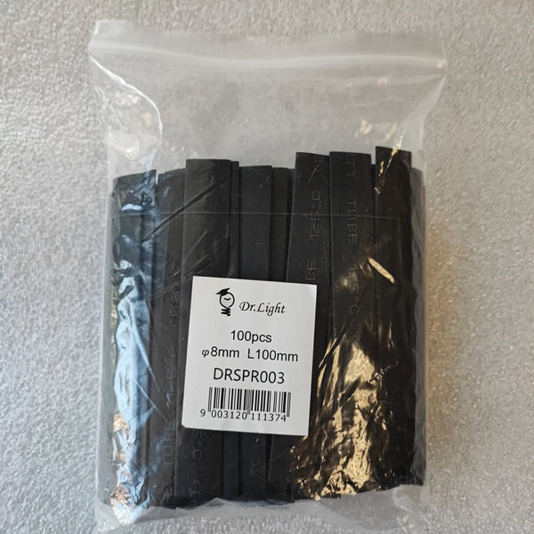 100pcs x 100mm x 8mm Polyolefin Heat Shrink Tubing - Black