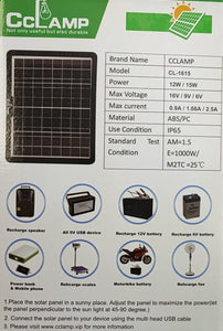 CCLamp CL-1615 15W Solar Mobile Phone and Battery Charger