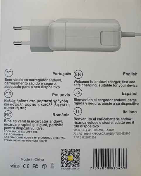 Andowl Q-KC01 60Watt T-Type High Speed Mobile Phone Charger