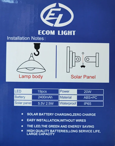 Ecom Light EL-8620 Solar Indoor LED Hanging Light