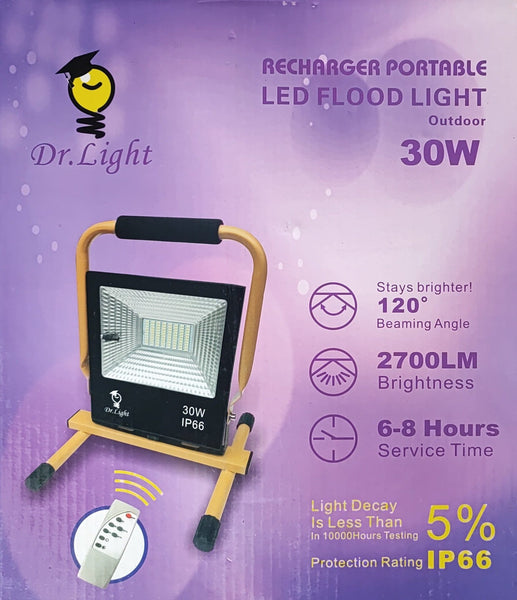 Dr Light 30W Rechargeable Portable Remote Controlled LED Flood Light