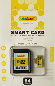 Andowl Q-TF64 64GB Klas 10 Micro SD-kaart - Vinnige data-oordrag en genoeg stoorplek vir alle toestelle