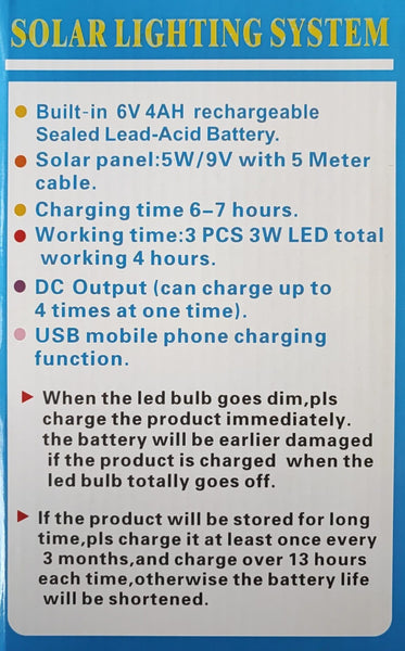 Yamato YM-SL11 3 LED Solar Portable Power Box Mobile Charger and Light