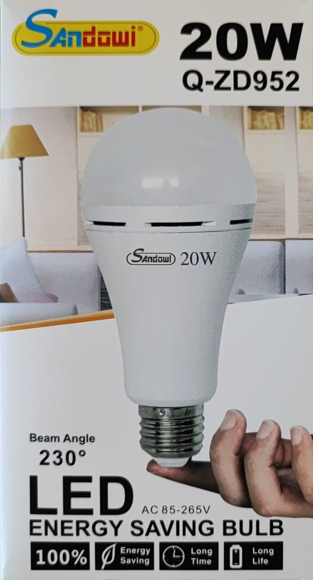 Sandowi 20 watt E27 Super Bright Smart Rechargeable Emergency LED bulb