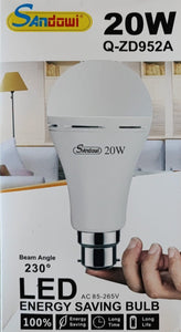 SANDOWI 20 watt B22 Super Bright Smart Rechargeable Emergency LED bulb