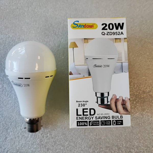 SANDOWI 20 watt B22 Super Bright Smart Rechargeable Emergency LED bulb