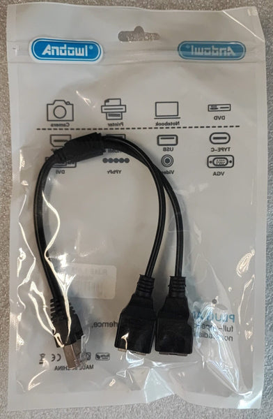 Andowl RJ1-2 RJ45 1AM to 2AF Adapter