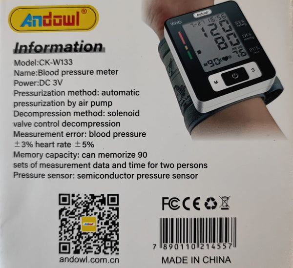 Andowl CK-W133 Arm Style Electronic Blood Pressure Monitor