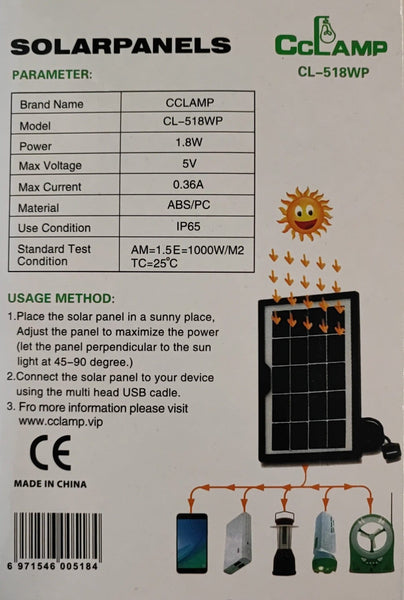 CCLamp CL-518WP 1.8W Solar Mobile Phone Charger