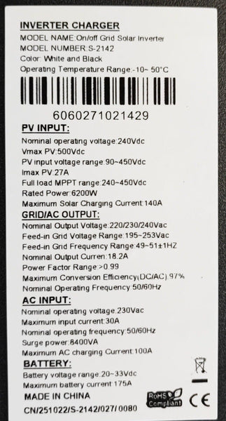 SUN 4.2KW Grid Tied 24v Pure Sine Wave Hybrid Solar Inverter