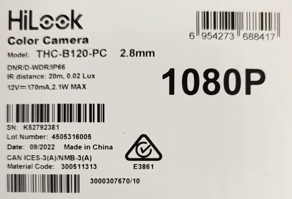 HiLook 2.8mm 1080P AHD Outdoor Weatherproof Camera