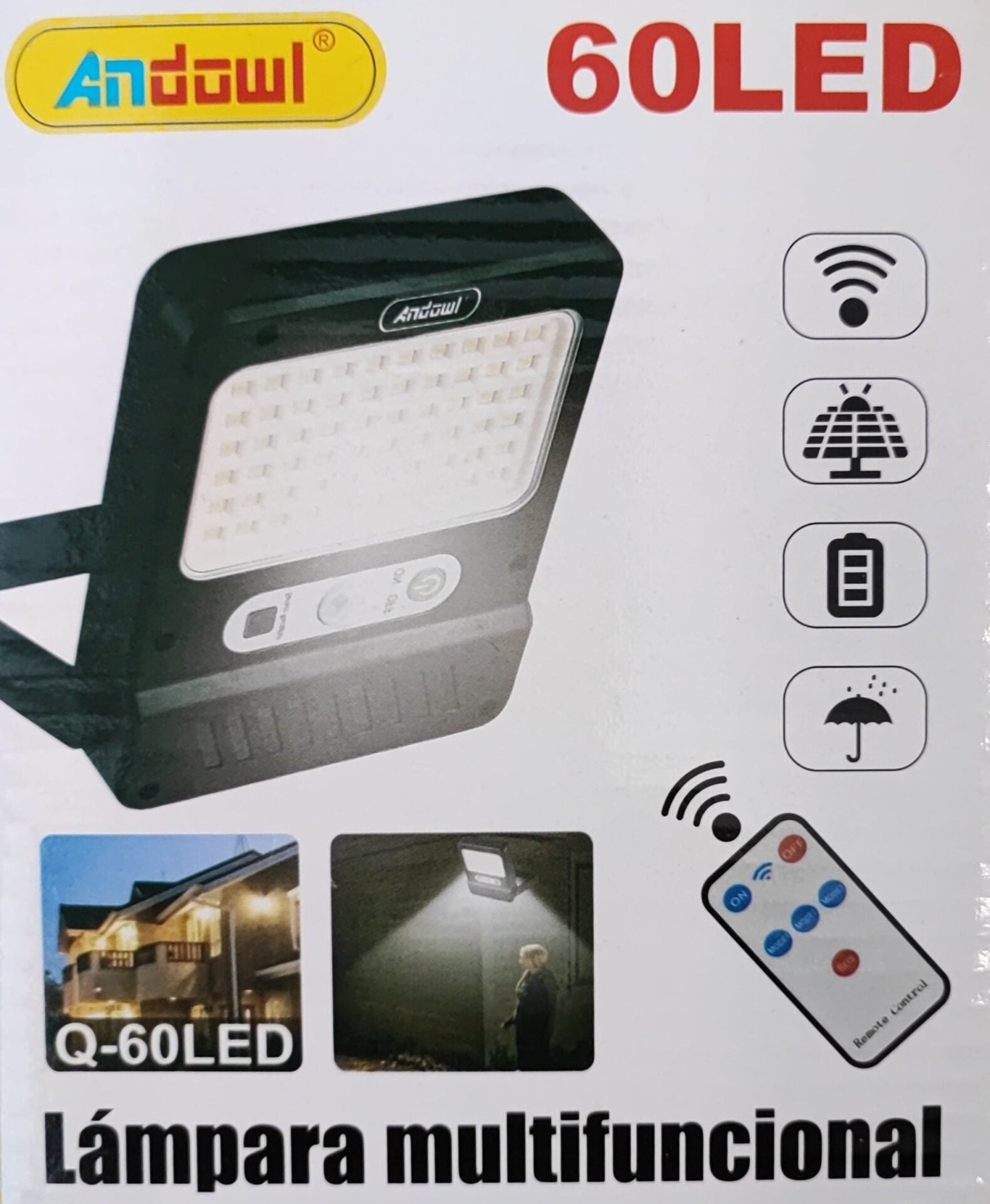 Andowl Q-60 60LED Remote Solar Motion Wall Light