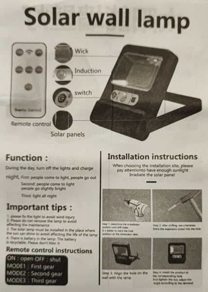 Andowl Q-60 60LED Remote Solar Motion Wall Light