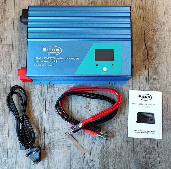 SUN S-4015 1500Watt 12v DC to 220v AC Sine Wave Inverter/Charger - Reliable Power Solution for Household Appliances