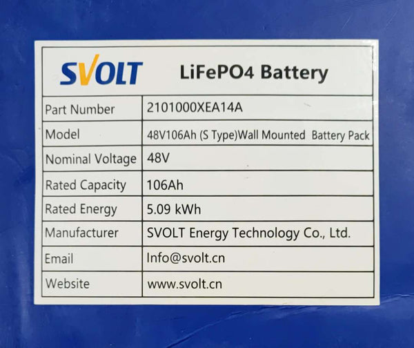 SVOLT 48V 106AH 5.09Kwh Lithium Battery