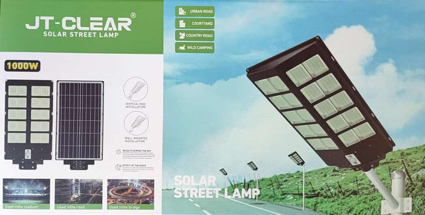 JT-CLEAR 1000Watt Solar Powered LED Street/Pole Light - High-Quality Sustainable Lighting Solution