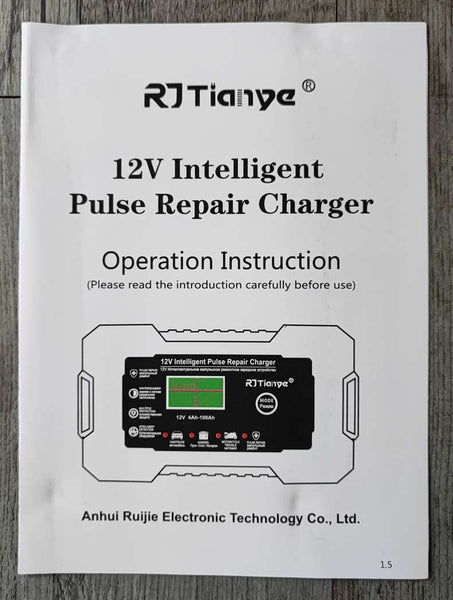 RJTianye 12V 6A Pulse Repair LCD Battery Charger - Efficient Charging Solution for 12V Batteries