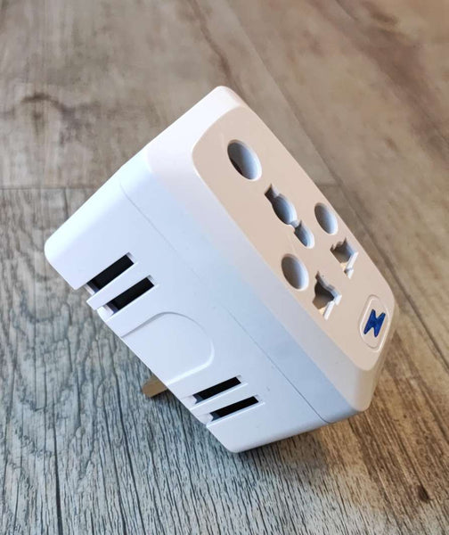 Universal 13Amp 4Way Travel Adaptor - Charge Multiple Devices on the Go