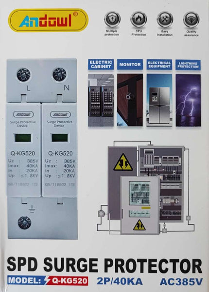 Andowl Q-KG520 2Pole 40KA DIN Rail 1.8kv Surge Protector for Industrial and Commercial Applications