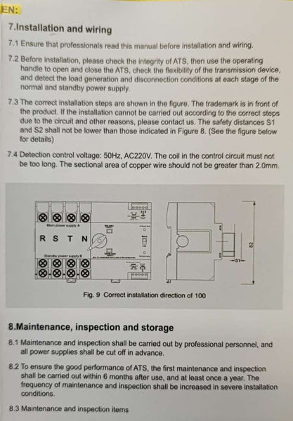 Andowl Q-KG910 Din Rail 100Amp 2 Pole AC220v Automatic Dual Power Transfer Switch