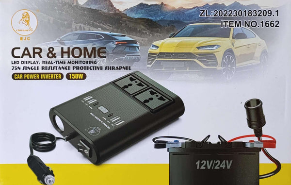 EJC 150w 12v DC to 220vAC Car Power Inverter - Charge Your Devices on the Go