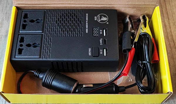 EJC 200w Car Power Inverter - Convert 12V DC to 220V AC on the Go