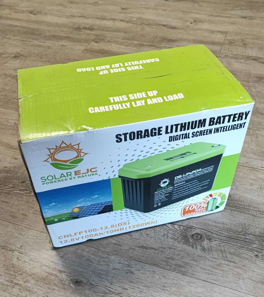 Solar EJC 100AH 12.8v 1.28kwh LiFePo4 Portable Battery - High-Capacity Lithium Iron Phosphate Battery for Portable Solar Applications