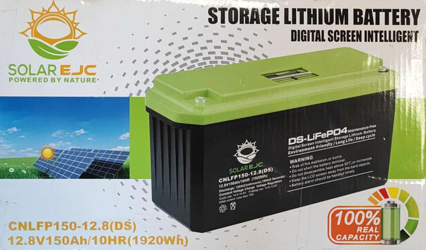 Solar EJC 150AH 12.8v 1.92kwh LiFePo4 Portable Battery - Reliable Power Solution for Outdoor Adventures