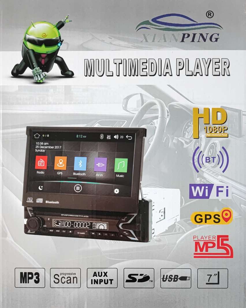 Android Single Din Pop-Up 7Inch MP5 1080P Touch Screen Car Multimedia System - Upgrade Your Car's Audio System