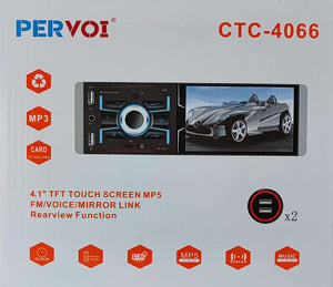 PERVOI CTC-4066 Single Din MP5 4.1 Inch Touch Screen Car Entertainment System - Upgrade Your Car's Audio Experience