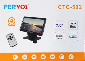 Pervoi 7 Inch 2 Channel TFT/LED AV Monitor - High-Resolution Display for Car Entertainment and Security Surveillance