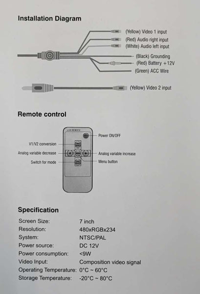 I-7 Inch 2 Channel TFT/LED AV Monitor - Isibonisi Esihlangene Futhi Esihlukahlukene