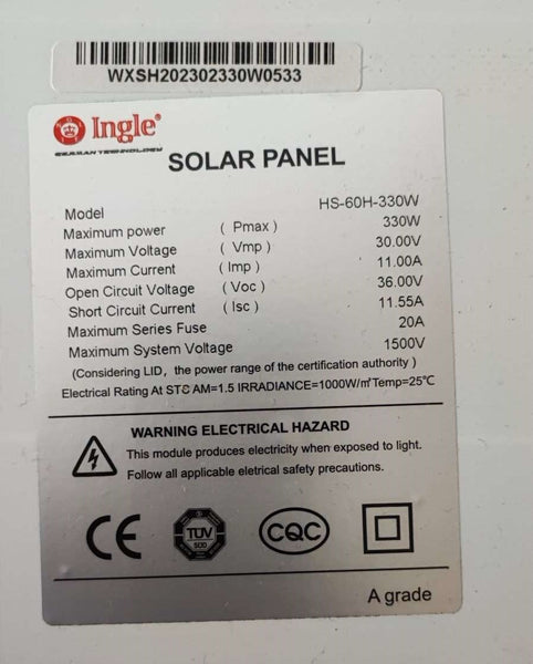 INGLE 330W Mono Solar Panel – Efficient and Reliable Solar Energy Solution