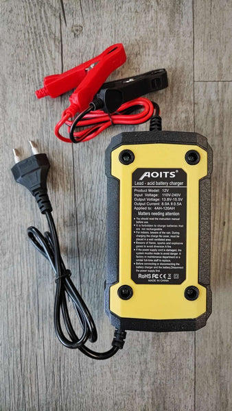 AOITS 12v 8Amp Intelligent Lead/Gel Battery Charger - High-Quality Charger for Lead Acid and Gel Batteries