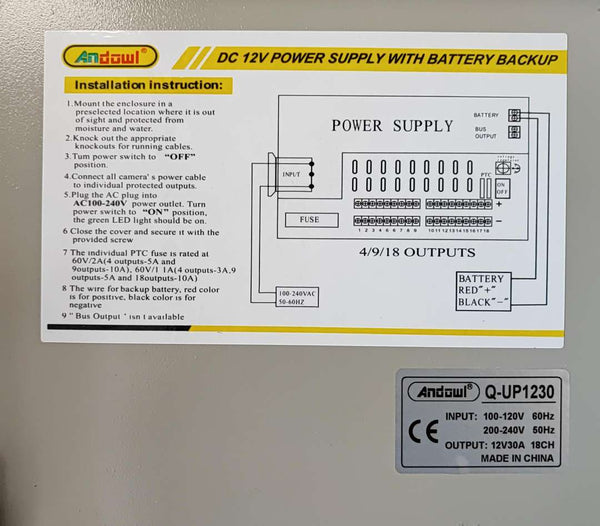 ANDOWL Q-UP1230 12v 30 Amp Power Supply UPS Backup - Reliable and Efficient Power Supply Solution