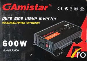 GAMISTAR 600w 12vDC to 220vAC Pure Sine Inverter - Clean and Stable Power for Sensitive Devices