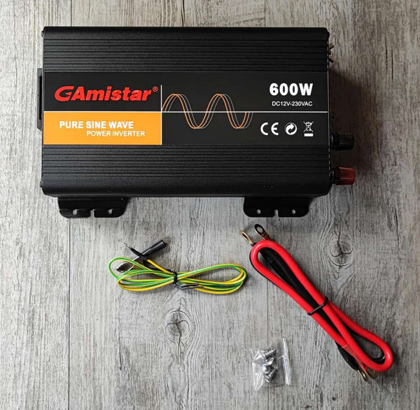 GAMISTAR 600w 12vDC to 220vAC Pure Sine Inverter - Clean and Stable Power for Sensitive Devices