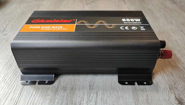 GAMISTAR 600w 12vDC to 220vAC Pure Sine Inverter - Clean and Stable Power for Sensitive Devices