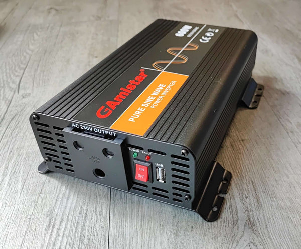 GAMISTAR 600w 12vDC to 220vAC Pure Sine Inverter - Clean and Stable Power for Sensitive Devices