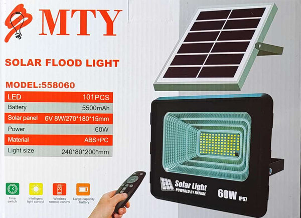 MTY-558060 60Watt Solar LED Outdoor Floodlight Kit - Powerful and Energy-Efficient Lighting Solution