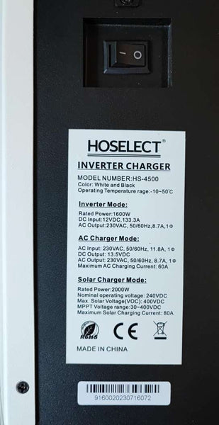 Hoselect  2KVA 1600w12v Pure Sine Hybrid Solar 80Amp PWM Inverter