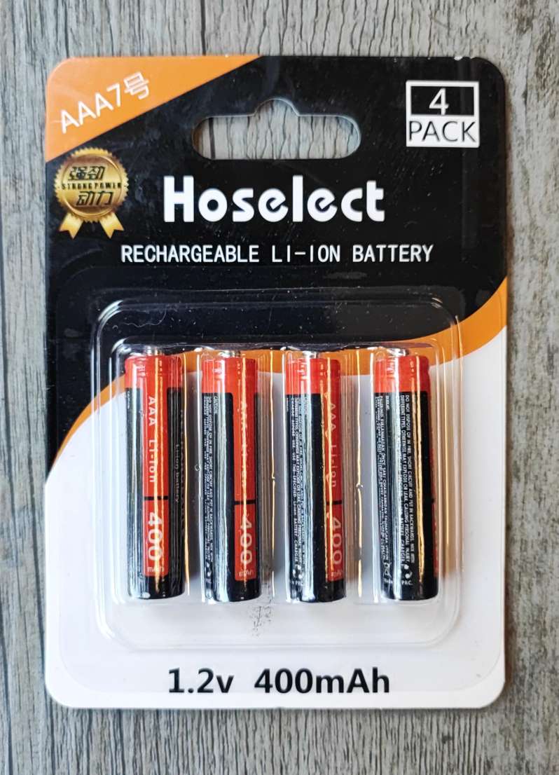 Hoselect AAA 1.2v 400mah Lithium-Ion Rechargeable Battery 4Pack